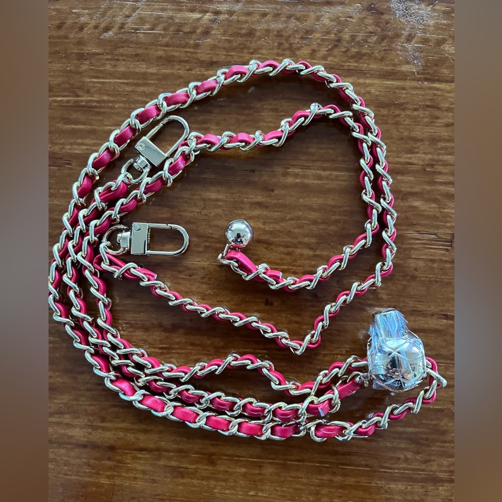 New Adjustable Crossbody Strap Twisted Red Leather Chain or replacement - Picture 9 of 13